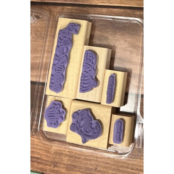 STAMPIN' UP! LOVE BUG Wood Mounted Rubber Stamp set of 6 INSECT BABY INCH WORM - Picture 4 of 4